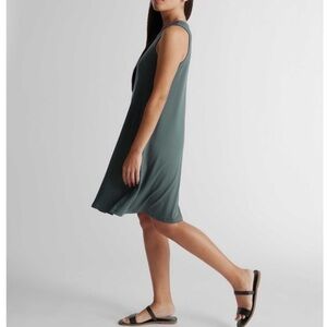 NWT Quince Tencel Jersey Swing Dress Dark Olive XS Sleeveless Minimalist